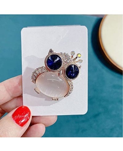 Women's Cute Gold Plated Crystal Rhinestone Big Blue Eye Owl Fashion Brooch Pins Jewelry Gift White 2.75''x3.93''x0.59'' $8.3...