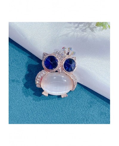 Women's Cute Gold Plated Crystal Rhinestone Big Blue Eye Owl Fashion Brooch Pins Jewelry Gift White 2.75''x3.93''x0.59'' $8.3...