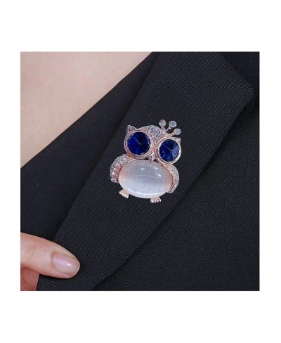 Women's Cute Gold Plated Crystal Rhinestone Big Blue Eye Owl Fashion Brooch Pins Jewelry Gift White 2.75''x3.93''x0.59'' $8.3...