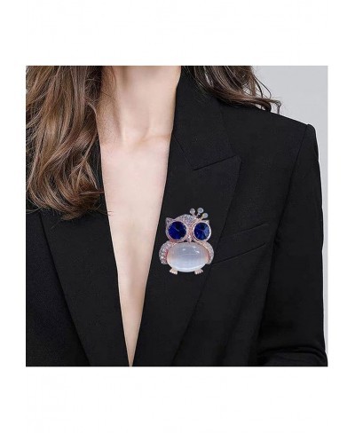 Women's Cute Gold Plated Crystal Rhinestone Big Blue Eye Owl Fashion Brooch Pins Jewelry Gift White 2.75''x3.93''x0.59'' $8.3...