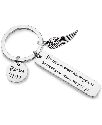 Bible Verse Keychain for He Will Order His Angels to Protect You Wherever You Go Religious Jewelry Christian Gift $13.86 Pend...