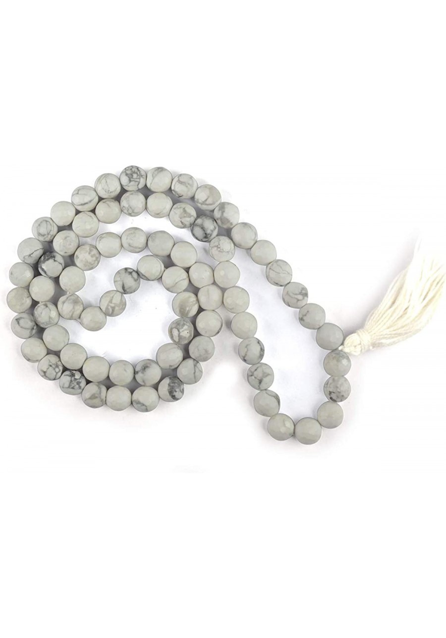 Natural Howlite Mala Crystal Stone 10 mm Faceted/Diamond Cut Bead Mala for Reiki Healing Stone (Color - White & Grey) $23.93 ...