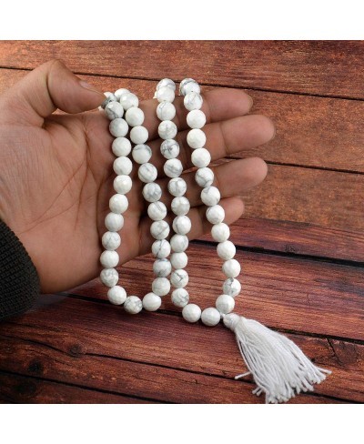 Natural Howlite Mala Crystal Stone 10 mm Faceted/Diamond Cut Bead Mala for Reiki Healing Stone (Color - White & Grey) $23.93 ...