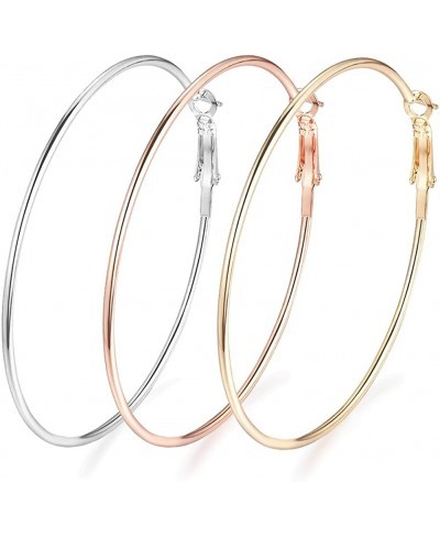 Stainless Steel Hoop Earrings Star Shaped Hollow Earrings Set for Women Silver Goldand Rose Gold $12.73 Hoop