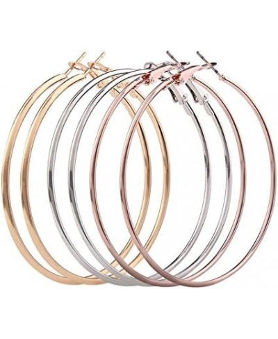 Stainless Steel Hoop Earrings Star Shaped Hollow Earrings Set for Women Silver Goldand Rose Gold $12.73 Hoop