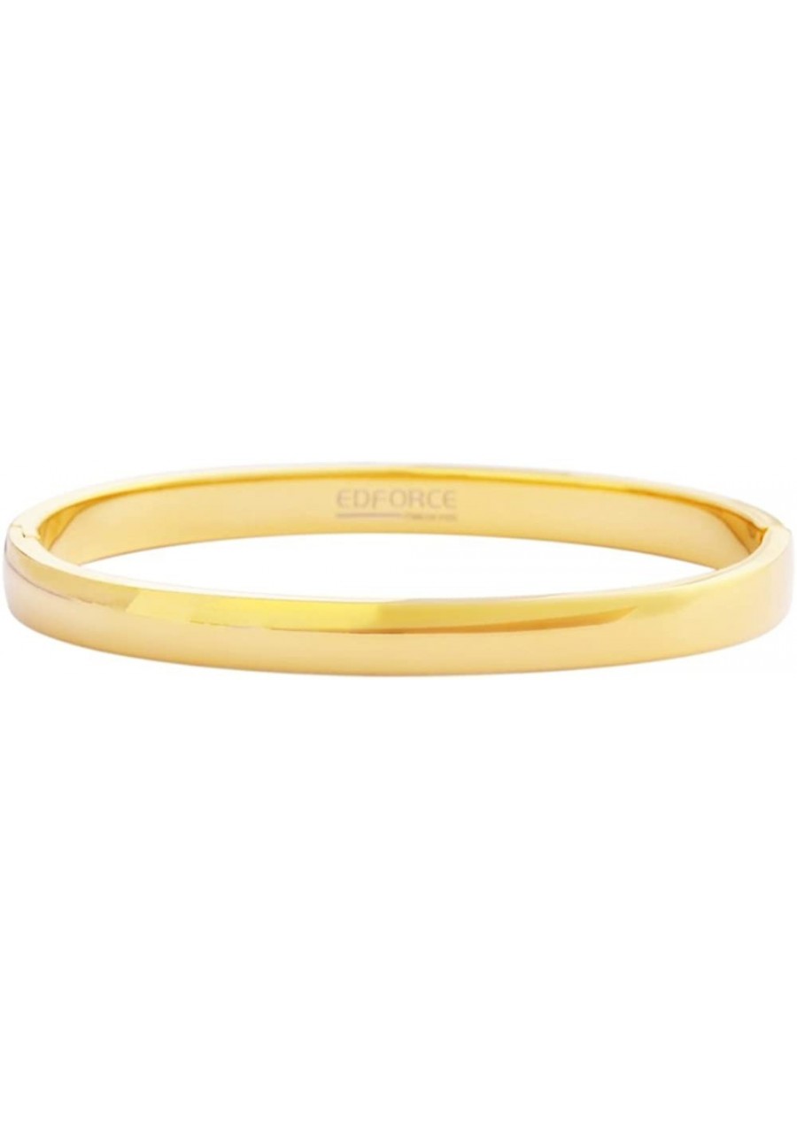 Women's 18k Gold Plated Stackable Bangle Bracelet Hinged Oval-Shape $22.52 Bangle