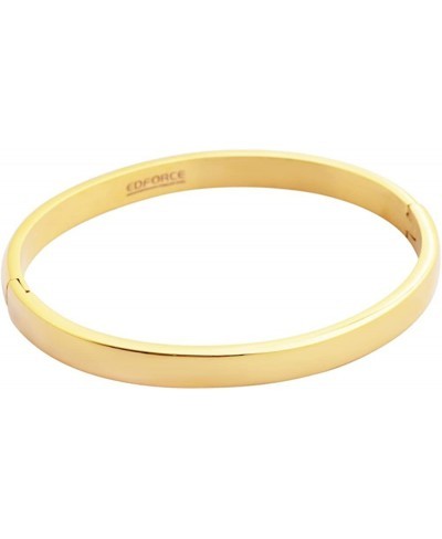 Women's 18k Gold Plated Stackable Bangle Bracelet Hinged Oval-Shape $22.52 Bangle