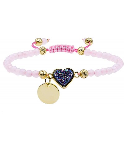 Beads Bracelets Faceted Stone 4mm Healing Crystal Bracelet Heart Shape Druzy Adjustable Handmade Jewelry for Women $10.07 Str...