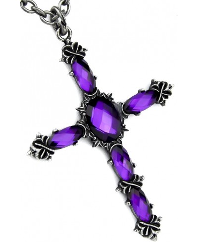 Elegant Gothic Cross Necklace Purple Stone Vampire Pendant $14.30 Pendants & Coins