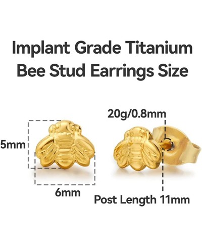 Pure Titanium Hypoallergenic Earrings Little Bee Studs Implant Grade Suitable for Sensitive Ears $13.36 Stud