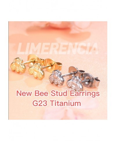 Pure Titanium Hypoallergenic Earrings Little Bee Studs Implant Grade Suitable for Sensitive Ears $13.36 Stud