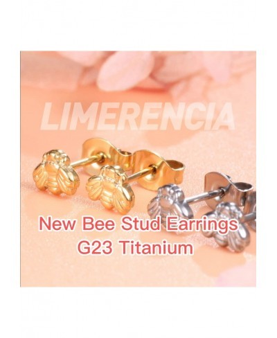 Pure Titanium Hypoallergenic Earrings Little Bee Studs Implant Grade Suitable for Sensitive Ears $13.36 Stud