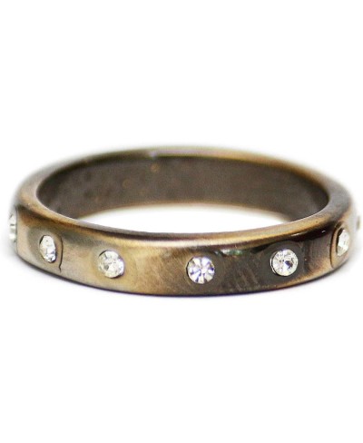 Clear Austrian Crystal Brushed Oxidized Gold Stacking Ring $22.96 Stacking