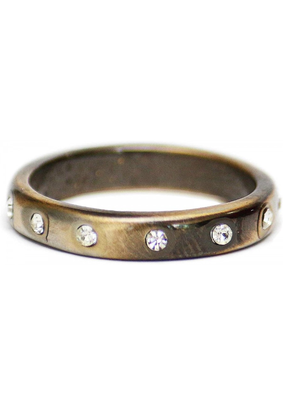 Clear Austrian Crystal Brushed Oxidized Gold Stacking Ring $22.96 Stacking