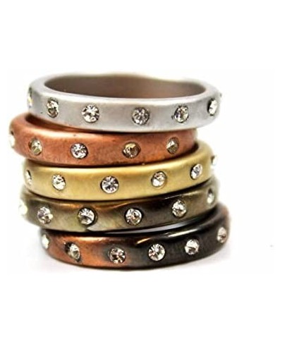 Clear Austrian Crystal Brushed Oxidized Gold Stacking Ring $22.96 Stacking