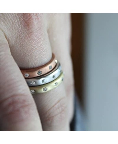 Clear Austrian Crystal Brushed Oxidized Gold Stacking Ring $22.96 Stacking