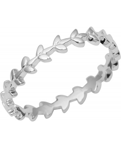 925 Sterling Silver Leaf Eternity Band Simple Everyday Wear Dainty Ring $17.31 Bands