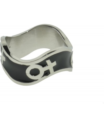 Venus Female Symbol Black Steel Wave Ring - Lesbian Pride Steel Ring $16.43 Bands