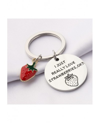 Strawberry Lover Jewelry I JUST REALLY LOVE STRAWBERRIES OK? Keychain Funny Fruit Themed Gifts Strawberry Keychain $9.92 Pend...