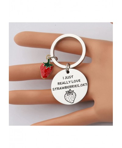 Strawberry Lover Jewelry I JUST REALLY LOVE STRAWBERRIES OK? Keychain Funny Fruit Themed Gifts Strawberry Keychain $9.92 Pend...