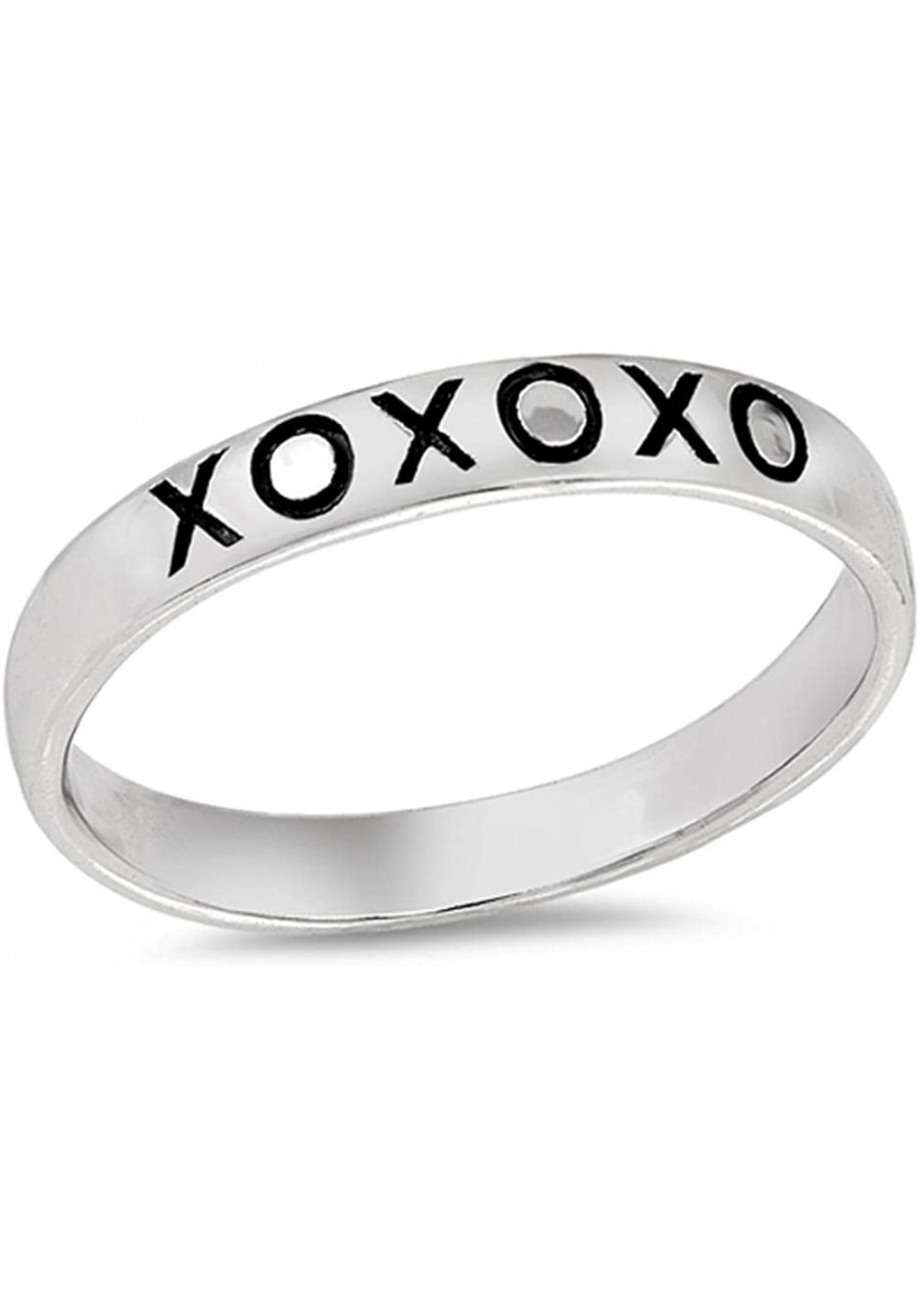 XO Love Kisses Stackable Promise Ring Sterling Silver Friendship Band Sizes 3-10 $12.69 Promise Rings