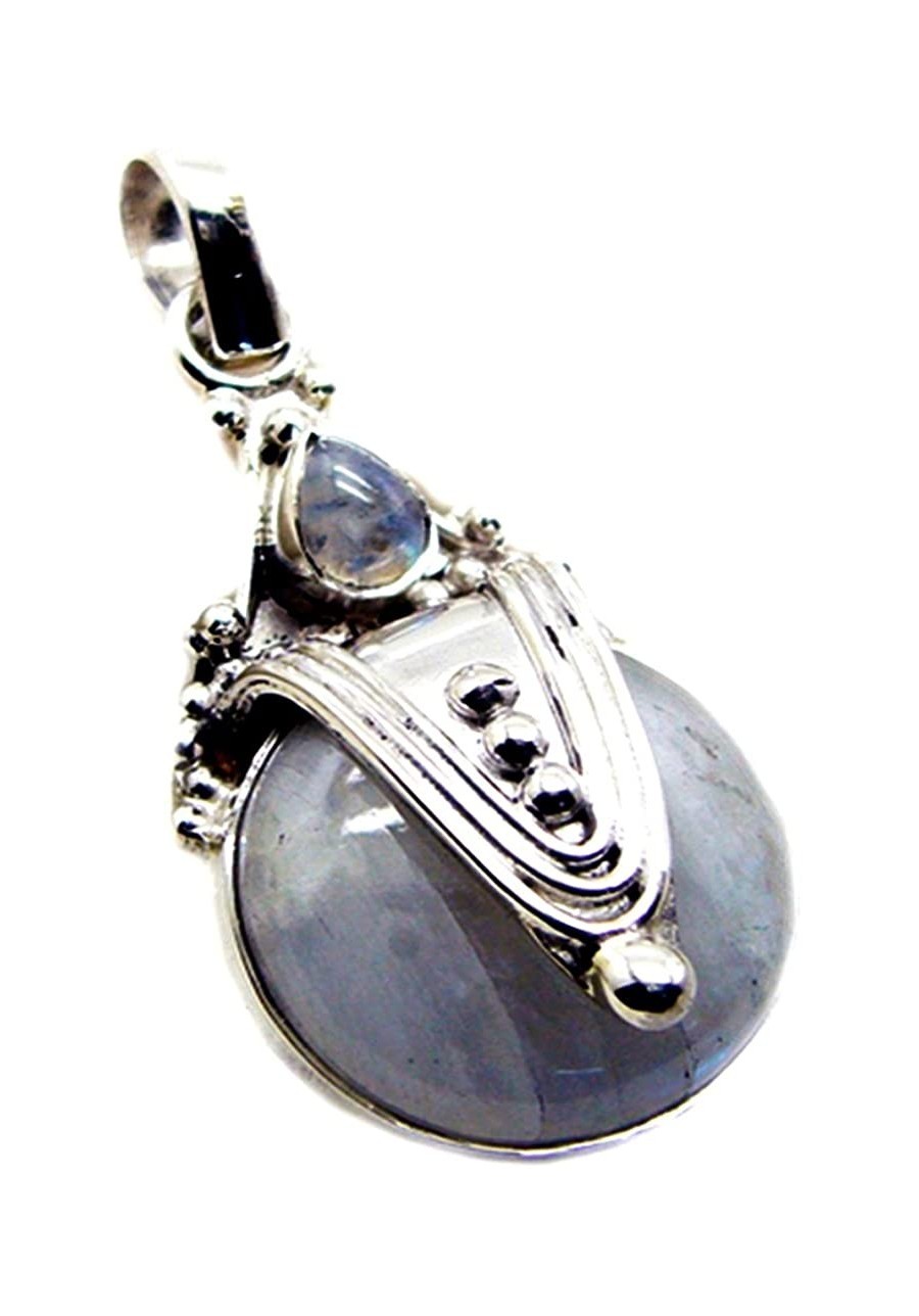 Real Rainbow Moonstone Pendant for Women 925 Silver June Birthstone Chakra Healing Handmade $39.06 Pendants & Coins