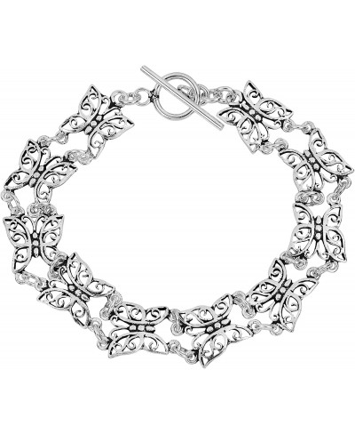 Boho Butterfly Charm Link Bangle .925 Silver Wrist Bracelet Charm Link Bracelets for Women Sterling Silver Bangle Bracelets f...