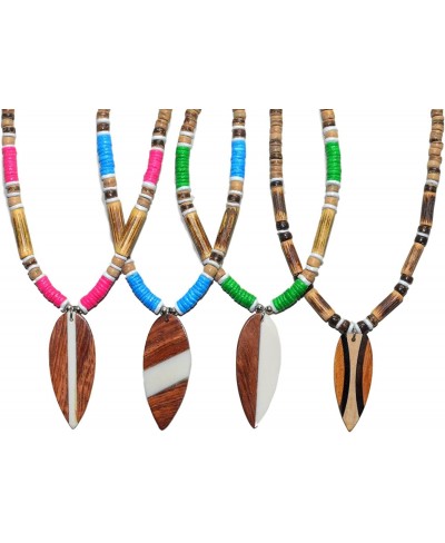 12pcs Party Pack 5mmTiger Coco Wood Bead Color Heishe Puka Shell Surfboard Pendant Necklaces Lobster Clasp $26.12 Pendant Nec...