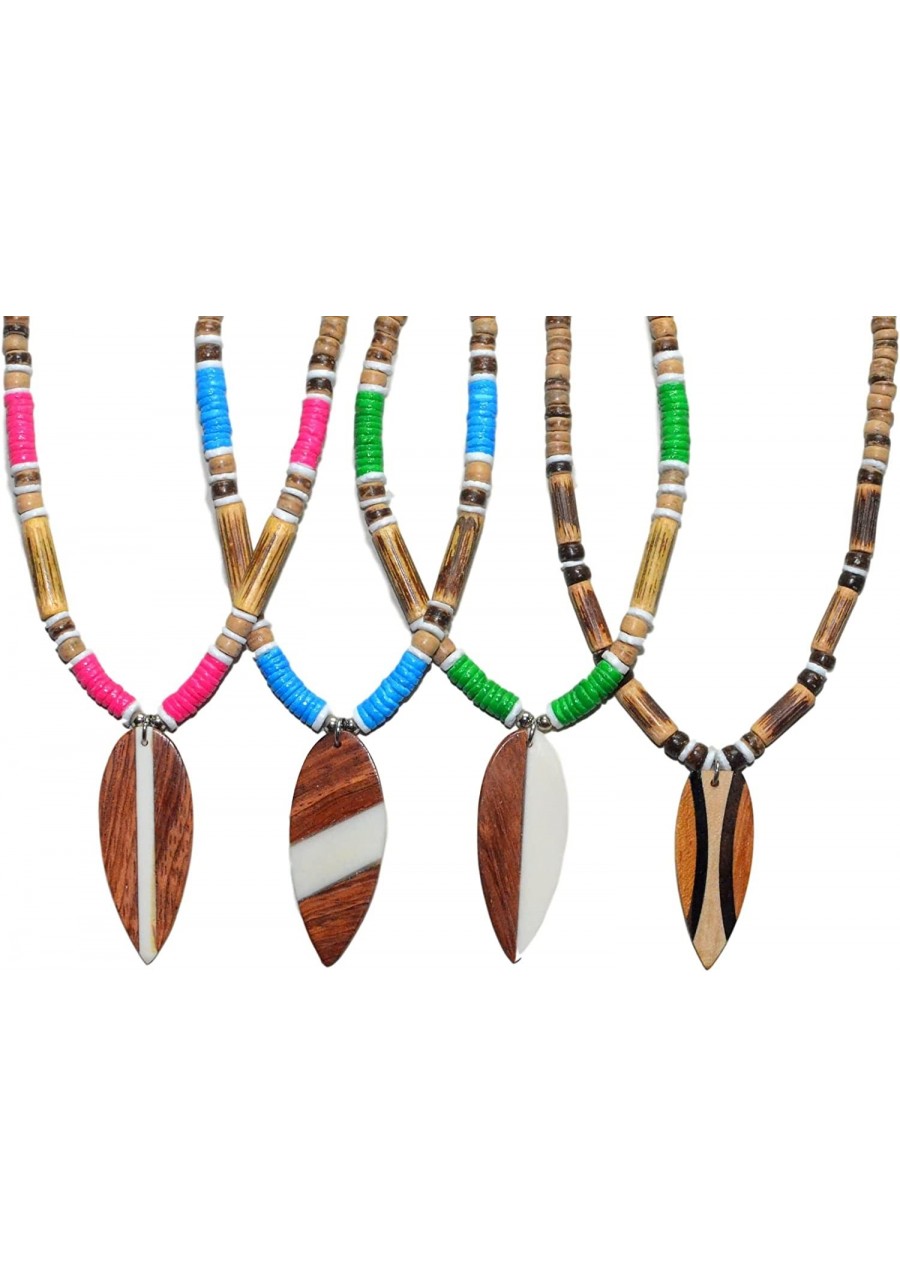 12pcs Party Pack 5mmTiger Coco Wood Bead Color Heishe Puka Shell Surfboard Pendant Necklaces Lobster Clasp $26.12 Pendant Nec...