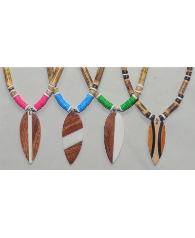 12pcs Party Pack 5mmTiger Coco Wood Bead Color Heishe Puka Shell Surfboard Pendant Necklaces Lobster Clasp $26.12 Pendant Nec...