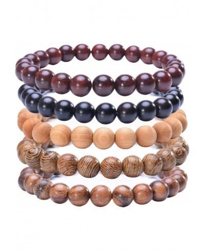 5 Pcs Natural Sandalwood Beaded Bracelet for Men Women Tibetan Mala Prayer Meditation Yoga Bracelet $20.42 Strand