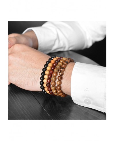 5 Pcs Natural Sandalwood Beaded Bracelet for Men Women Tibetan Mala Prayer Meditation Yoga Bracelet $20.42 Strand