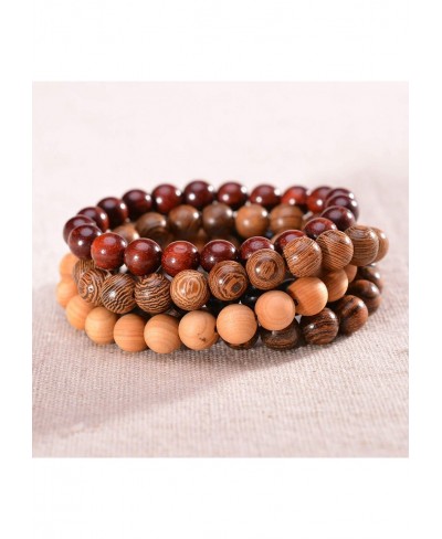 5 Pcs Natural Sandalwood Beaded Bracelet for Men Women Tibetan Mala Prayer Meditation Yoga Bracelet $20.42 Strand