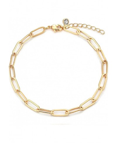 Gold Paperclip Link Chain Bracelet Dainty Oval Link Bracelet Anklet Paperclip Chain Gold Handmade Jewelry for Women Girls $10...
