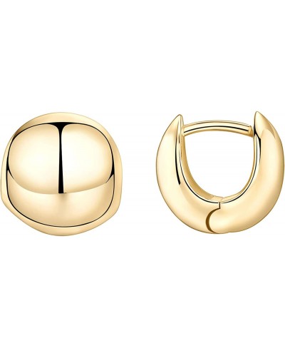 14K Yellow Gold Plated 925 Sterling Silver Post Ball Huggie Earrings Women's Gold Plated Earrings Small Earrings For Women $1...
