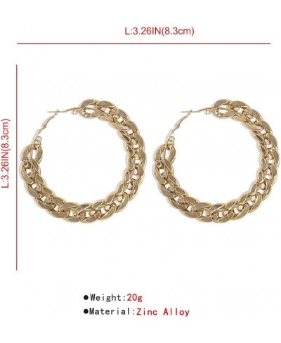 Chunky Hoop Earrings Gold Flat Cuban Link Chain Large Round Earrings Punk Lightweight Ear Jewelry Accessories for Women $6.64...