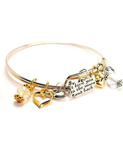 I Love You to The Moon and Back Charm Two Tone Adjustable Wire Bangle Bracelet 2 Piece Set 7.75 $37.15 Bangle