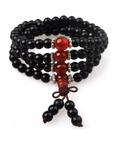 Beads Bracelet for Women Made of Obsidian & Red Agate Healing Chakra Stones $17.52 Bangle