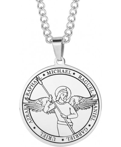 Stainless Steel The Seven Archangels Medallion Occult Amulet Pendant Necklace $8.12 Pendant Necklaces