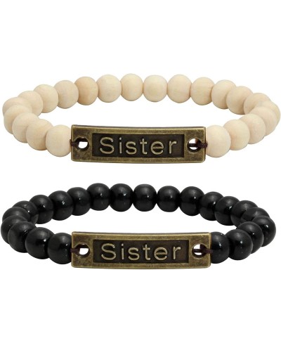 1 Pair Wood Beads Bracelet for Friendship Distance Bracelet Wristband Sister $10.75 Link