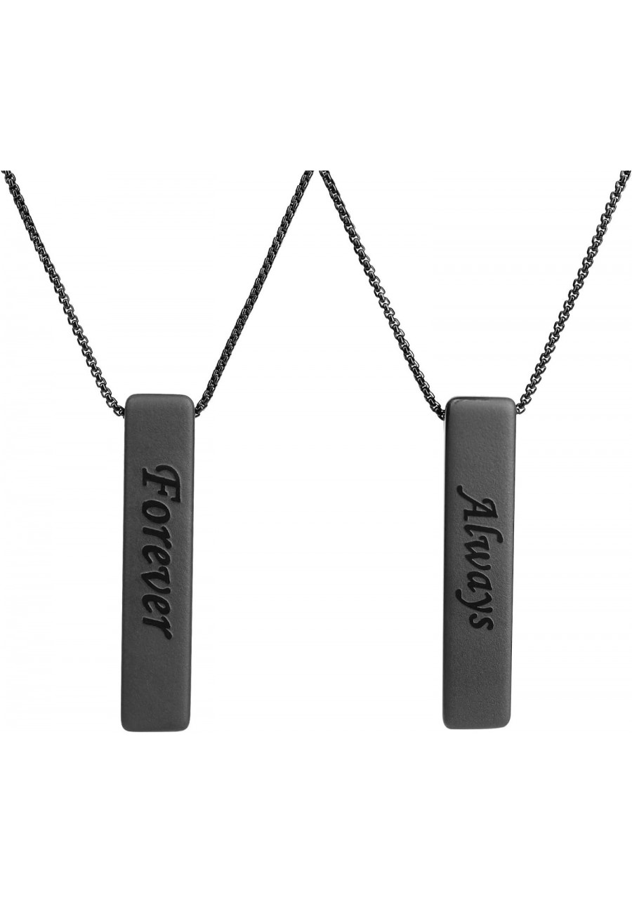 Forever & Always Bar Obsidian Stone Pendant Necklaces for Couples $28.49 Pendant Necklaces