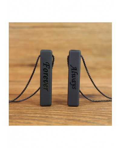 Forever & Always Bar Obsidian Stone Pendant Necklaces for Couples $28.49 Pendant Necklaces