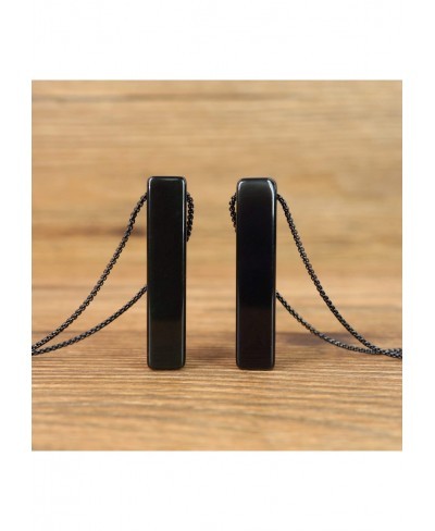 Forever & Always Bar Obsidian Stone Pendant Necklaces for Couples $28.49 Pendant Necklaces