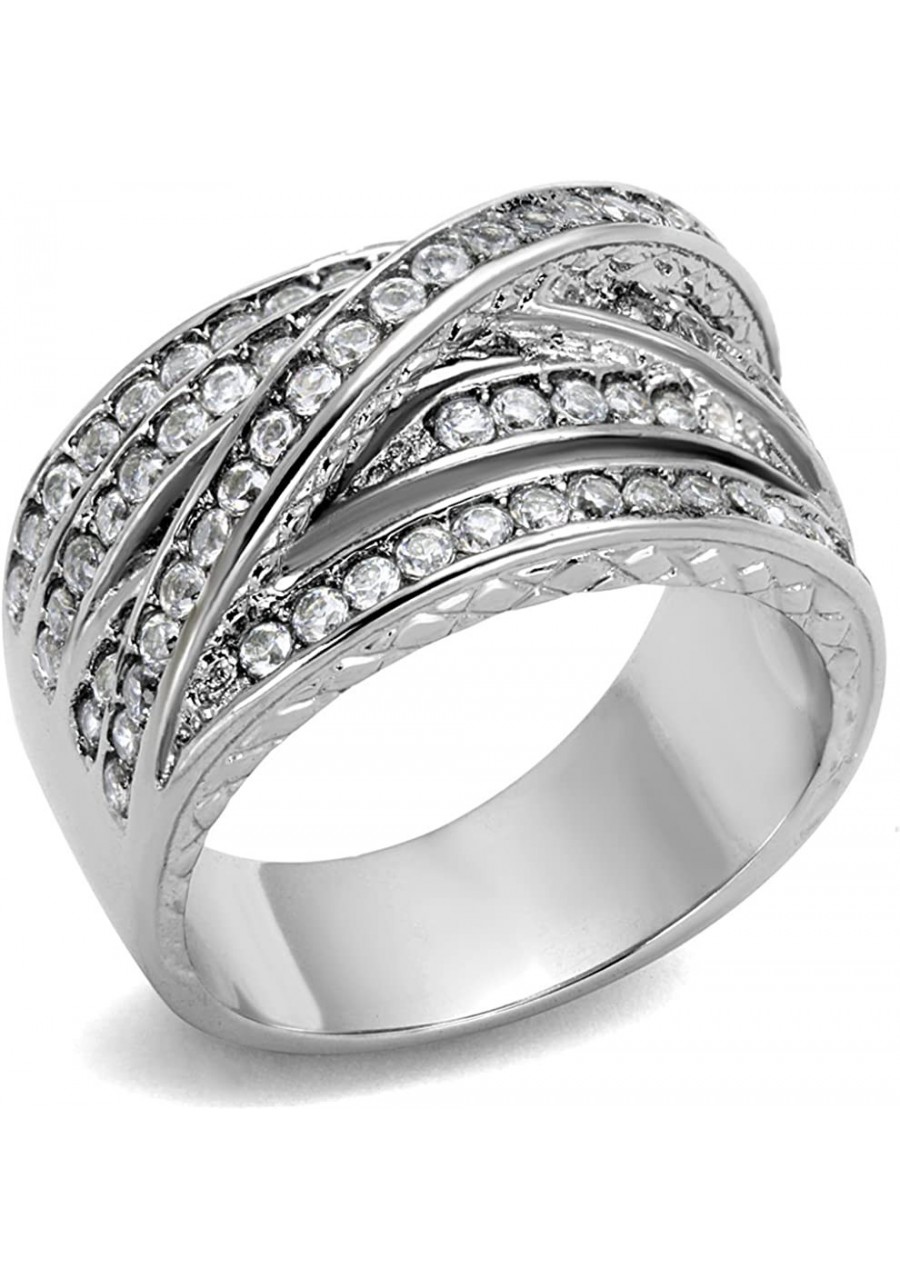 Women's Round Cut Cubic Zirconia Stainless Steel Anniversary Ring Size 5-10 $19.75 Anniversary Rings