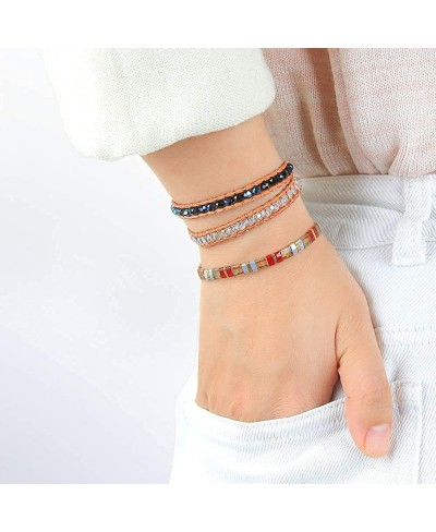 Colorful Handwoven Beaded Bracelet Handmade String Friendship Love Cuff Bracelet Gift for Women $15.88 Cuff