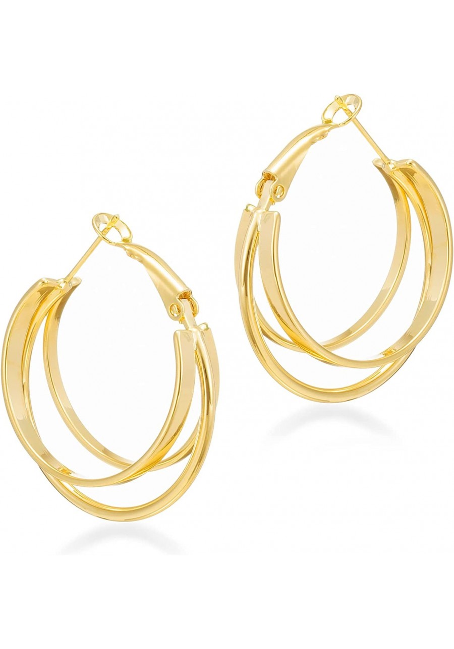 Gold Hoop Earrings for Women Girls 14k Gold Plated With 925 Sterling Silver Post 20mm-30mm Lightweight and Hypoallergenic $15...