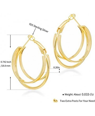 Gold Hoop Earrings for Women Girls 14k Gold Plated With 925 Sterling Silver Post 20mm-30mm Lightweight and Hypoallergenic $15...