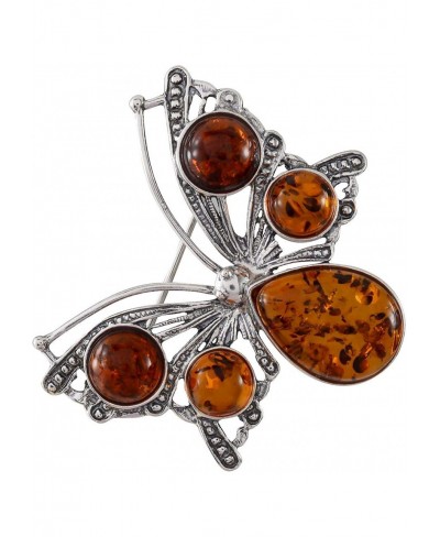 Sterling Silver and Honey Baltic Amber Butterfly Brooch $26.10 Brooches & Pins