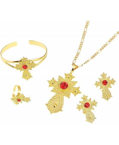 Ethiopian Jewelry Sets Pendant Necklaces Earrings Bangle Ring Habesha Jewelry Eritrean Wedding Gifts $21.46 Jewelry Sets