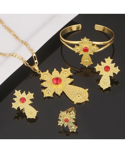 Ethiopian Jewelry Sets Pendant Necklaces Earrings Bangle Ring Habesha Jewelry Eritrean Wedding Gifts $21.46 Jewelry Sets